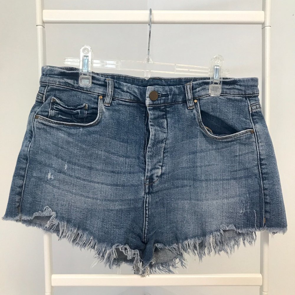 Blank NYC 31 Distressed Denim Short Cutoffs Blue